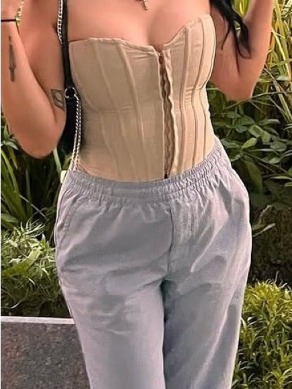 PrettyLittleThing Beige Strapless Corset Top